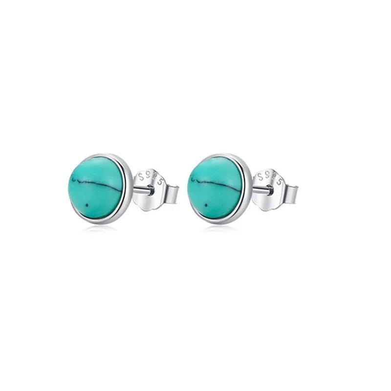 Ohrstecker 925 Sterling Silber 1x Set Mondstein Türkis Blau 6mm