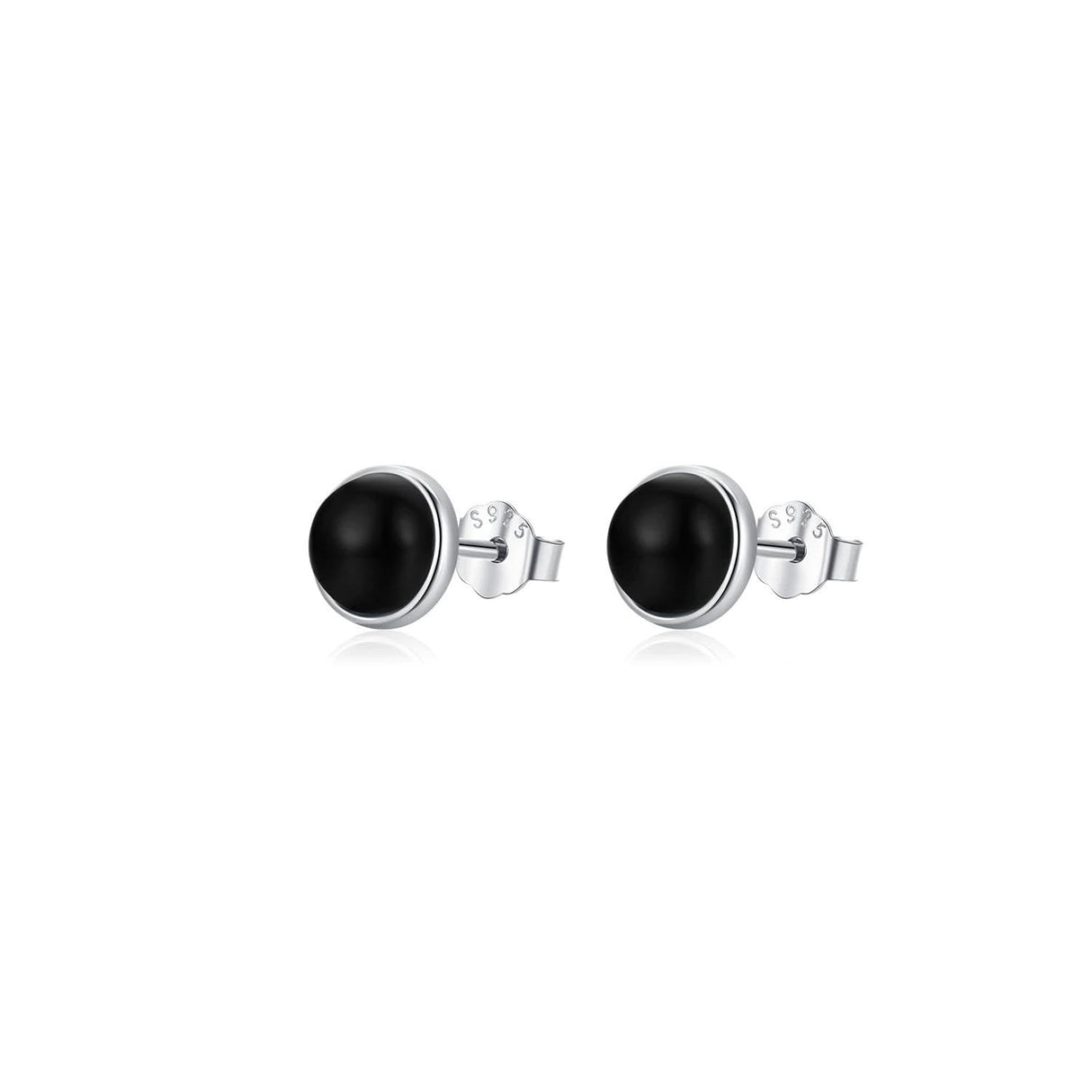 Ohrstecker 925 Sterling Silber 1x Set Mondstein Schwarz 5mm