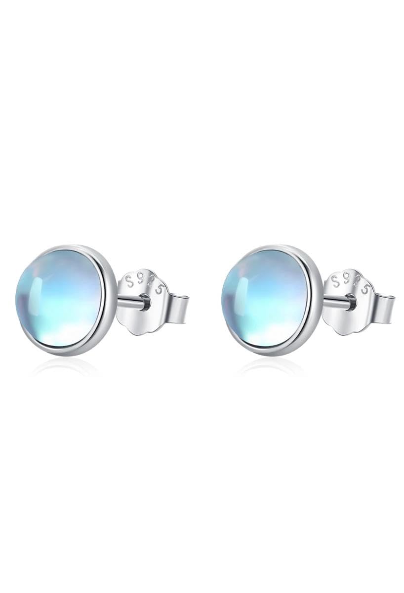 Ohrstecker 925 Sterling Silber 1x Set Mondstein Hellblau