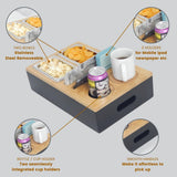 Couchbar-Organizer aus Holz mit Snackbox aus Edelstahl - Snackbar
