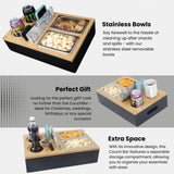 Couchbar-Organizer aus Holz mit Snackbox aus Edelstahl - Snackbar