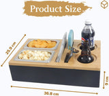 Couchbar-Organizer aus Holz mit Snackbox aus Edelstahl - Snackbar