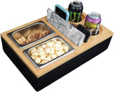 Couchbar-Organizer aus Holz mit Snackbox aus Edelstahl - Snackbar