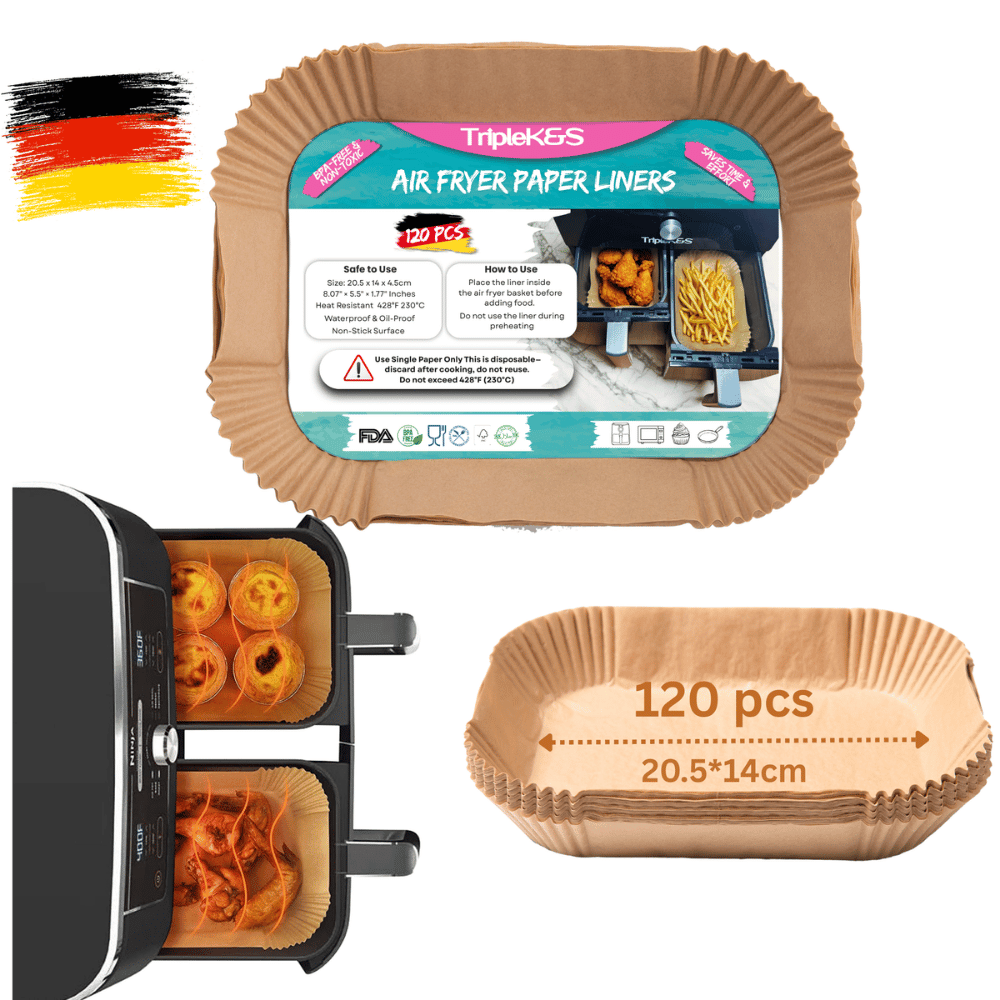 Triple k&s Airfryer Backpapier kompatibel mit Ninja AF300EU AF400EU AF500EU, 120 Stk