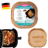 TRIPLE K&S Airfryer Backpapier Liners 100 Stk 23x23cm für 7,5–10L XXL Antihaft
